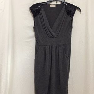 Solemio Grey Medium Dress midi w/ pockets sequins